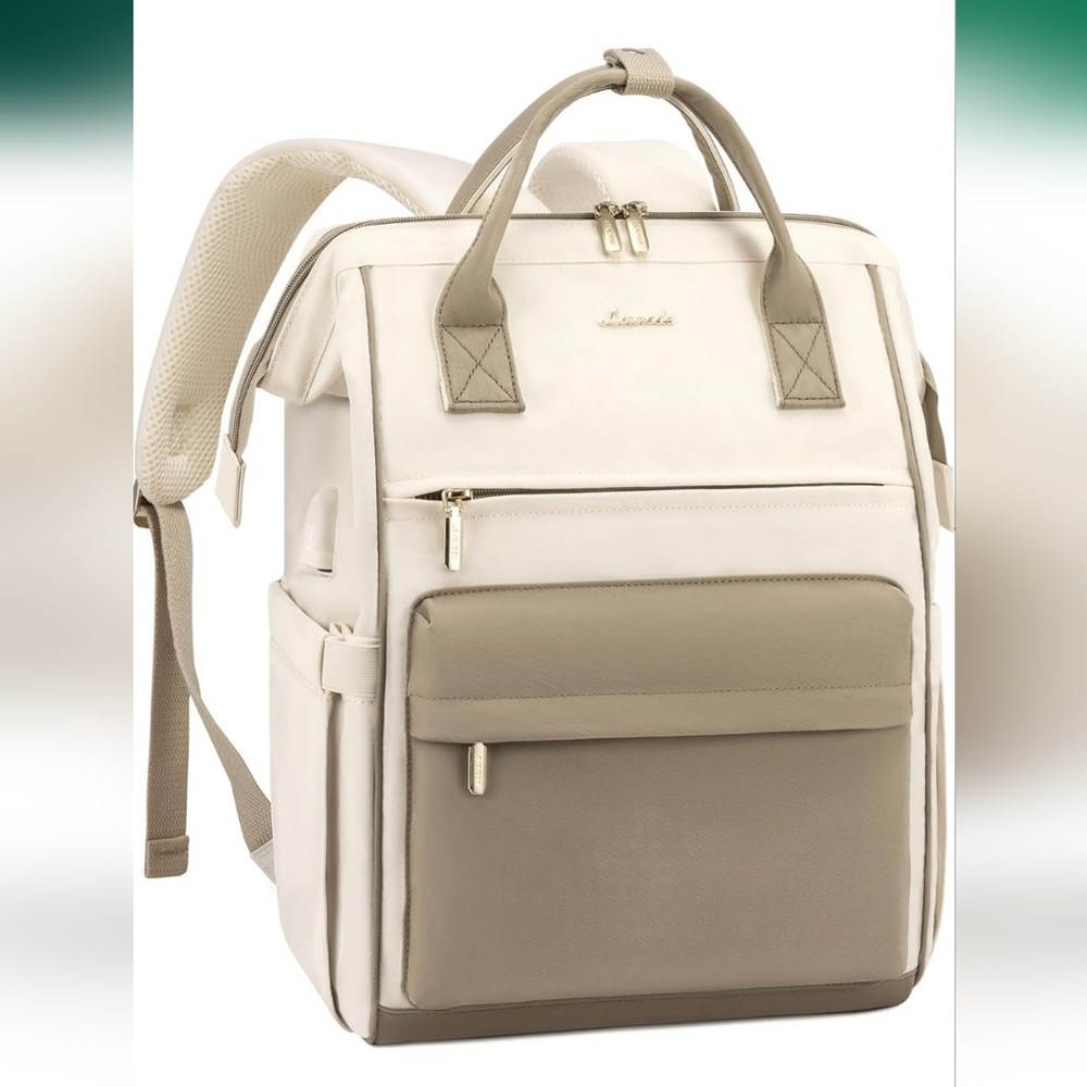 Cream and Tan Backpack